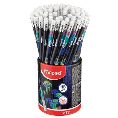 Afbeelding van Maped Deepsea grafietpotloden HB potloden met gompunt ergonomische driehoekige vorm robuuste vulling pot X72