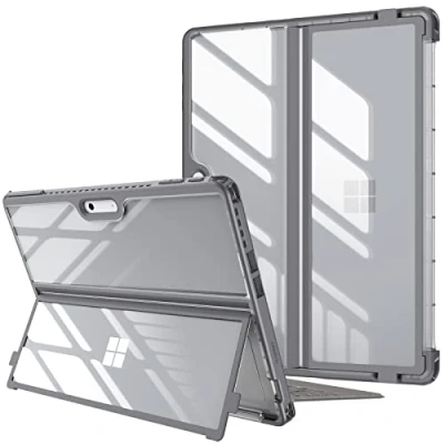 Afbeelding van Fintie Beschermhoes voor Microsoft Surface Pro 11/Pro 10 (2024)/Pro 9/Pro 9 5G (2022) 13 inch, hard, schokbestendig, met originele standaard, compatibel type cover, grijs