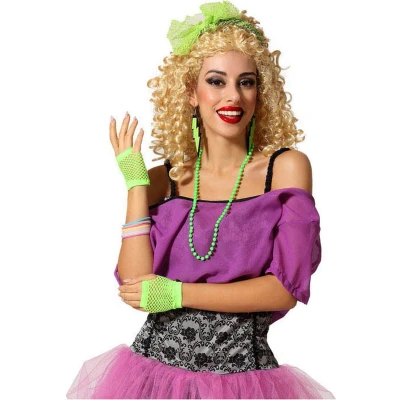 Afbeelding van Foute 80s/90s party verkleed accessoire set 7 delig in neon groen