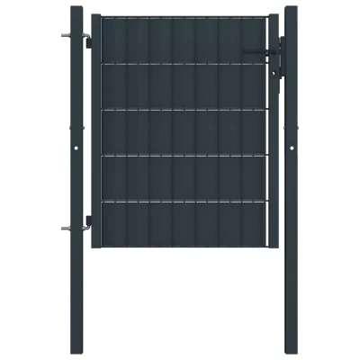 Afbeelding van Poort 100x101 cm PVC en staal antracietkleurig