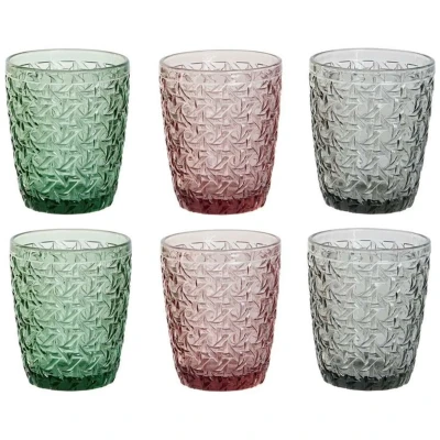 Afbeelding van Glazenset DKD Home Decor Groen Grijs Roze Kristal Met reliëf 240 ml (6 Stuks)