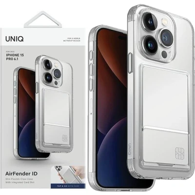 Afbeelding van UNIQ Air Fender ID iPhone 15 Pro Max 6.7 nude transparant Cardslot hoesje