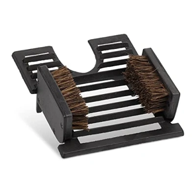 Afbeelding van Relaxdays Voetenveger gietijzer buiten schoenveger borstels schuine stand zwart