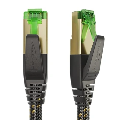 Image de KabelDirekt Cable Ethernet CAT7 avec triple blindage ultra sécurisé et gaine en nylon flexible 5m (Prise RJ45, Câble internet/LAN, 10Gbit/s pour une vitesse maximale de la fibre optique)