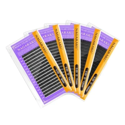 Image de NAGARAKU 5 Boîtes Extension de Cils à Individuel Volume Faux Professionnel Classique 1: 1 Eyelash Extensions Naturel Boucle Stable Léger Noir 16 Rangées(0.03mm D Curl 9/10/11/12/13mm)
