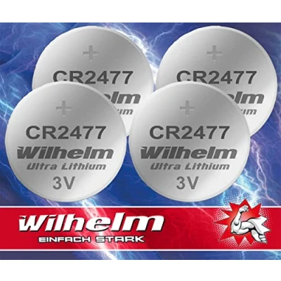 Afbeelding van Wilhelm 4 stuks CR2477 CR 2477 3 V 1070 mAh lithium knoopcellen Ø 24 x 7,7 mm DL2477