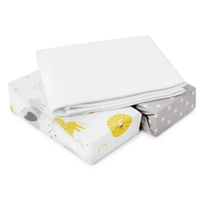 Afbeelding van FlyIdeas Cododo Hoeslaken, 50 x 83 cm, 3 delig, 100% katoen, 2 hoeslakens en 1 matrasbeschermer, waterdicht, compatibel met alle wiegen babymatrassen, 80 40 cm vergelijkbaar