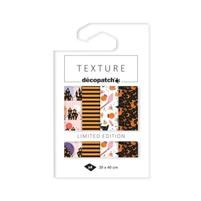 Afbeelding van Décopatch TD896C Assortiment van 4 folie papier met hete vergulding Halloween collectie