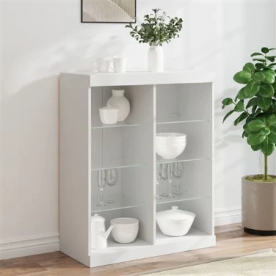 Afbeelding van Dressoir met LED verlichting 81x37x100 cm wit