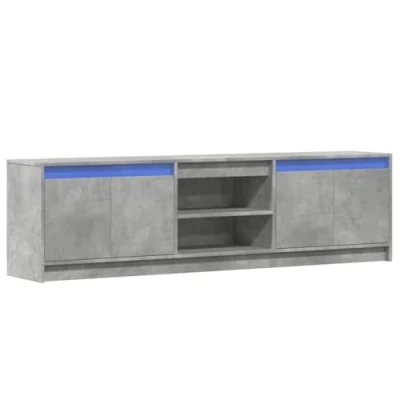 Image de vidaXL Meuble TV avec LED gris béton 180x34x50 cm bois d&#039;ingénierie3307929