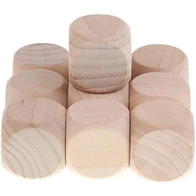 Afbeelding van POFET 10 stuks D6 houten blanco dobbelstenen 3 cm voor doe het zelf decoratie en knutselprojecten