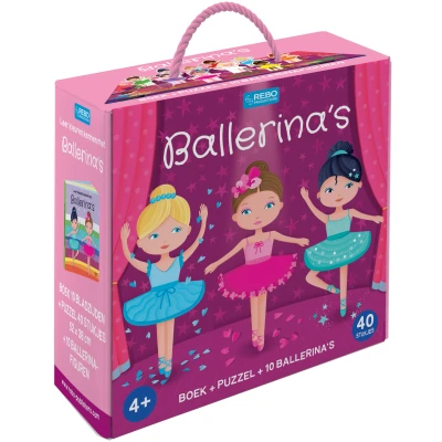 Afbeelding van Uitgeverij rebo box ballerina&#039;s boek, puzzel en speelfiguren