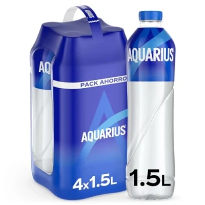 Image de Aquarius Citron Boisson fonctionnelle avec sels minéraux, faible en calories Pack de 4 bouteilles 1,5 l