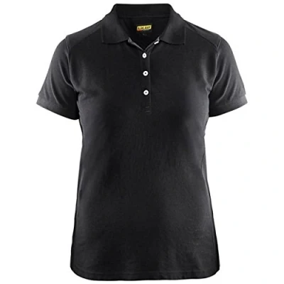 Afbeelding van Poloshirt Dames korte mouw knoopsluiting 3390 zwart/grijs
