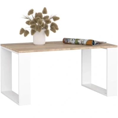 Afbeelding van Salontafel NOX Eiken Sonoma/Wit, 92x45 cm, Laminaten Plaat met ABS Rand, Zelfmontage