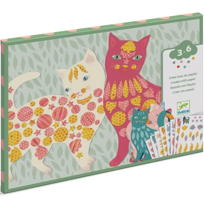 Afbeelding van Djeco knutselset creëren met papier cute cats