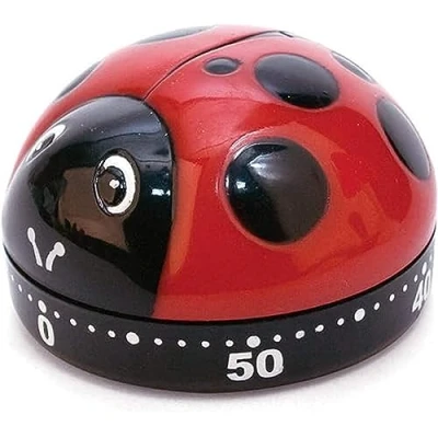 Afbeelding van Kikkerland Kookwekker Lieveheersbeestje 60 minuten timer Keuken accessoires Geen batterijen nodig Oranje / Rood Roze