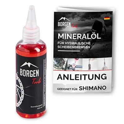Afbeelding van Borgen minerale olie geschikt voor Shimano hydraulische schijfremmen 100 ml remvloeistof verschillende bloedingsprocessen, compatibel met fietsrembloedingsset