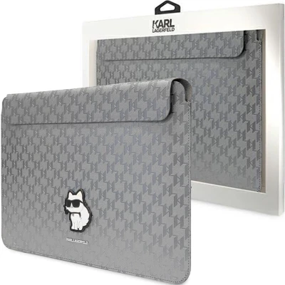 Afbeelding van Karl Lagerfeld Saffiano Monogram Choupette KLCS14SAKHPCG 14 inch laptoptas zilver