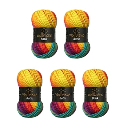 Image de Wollbiene 5 pelotes de laine Batik 100 g 500 Avec dégradé couleur Multicolore 5910 Arc en ciel