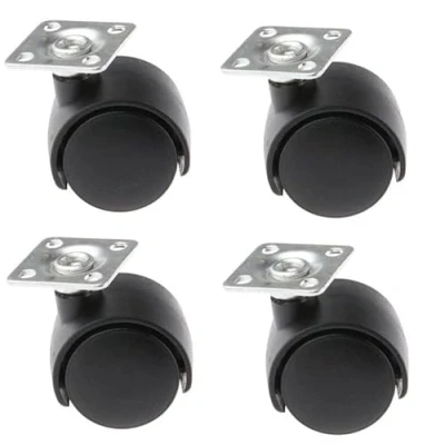 Afbeelding van cyclingcolors 4 x zwenkbaar meubelwiel zonder rem 30 mm kunststof zwart universeel mini rol voet bed locker trolley vuilnisbak opslag salontafel wiel