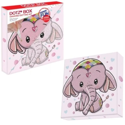 Afbeelding van Diamond painting Hobby pakket kinderen Dotz Box Roze olifant 22x22cm Ronde steentjes Volledig