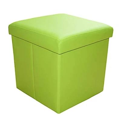Afbeelding van Style home Zitpoef, zitbank met opbergruimte, opvouwbare opbergbox, zitkist, zitblok, voetsteun, belastbaar tot 300 kg, van kunstleer, 38 x cm (groen)