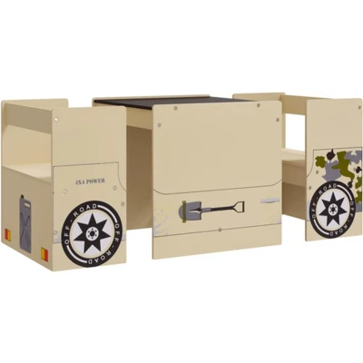 Afbeelding van 3 Delige Kindertafel En Stoelenset Off Road Auto Ontwerp Mdf
