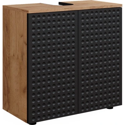 Afbeelding van Vicco Badmeubel Irma, Gestippeld antraciet/Krachtige eik goud, 60 x 59 cm