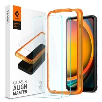 Afbeelding van Spigen AlignMaster Geschikt voor Samsung Galaxy Xcover 7 9H Tempered Glass Screen Protector Case Friendly Gemakkelijke Installatie 2 Pack