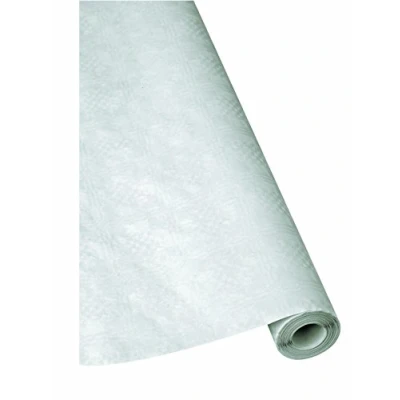 Afbeelding van 1 rol damast tafelkleed wit m x 50 papieren tafelkleed, tafeldoek, wegwerptafelkleed, biertentgarnituur, tafelset, feesttent