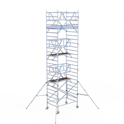 Afbeelding van Pro alu rolsteiger 135x190x8.20m werkhoogte carbondeck incl. dubbele voorloopleuning