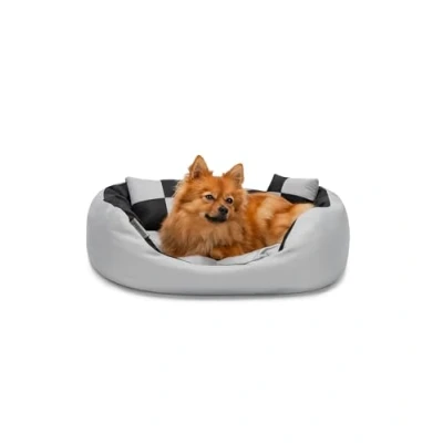 Afbeelding van Lionto by dibea 4 in 1 hondenbed hondenmand met omkeerbaar kussen (S) 65 x 50 cm zwart/grijs