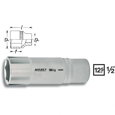 Afbeelding van HAZET 900LG 10 Steeksleutelelement DIN3124, ISO2725 1 Chroom vanadium staal gekarteld