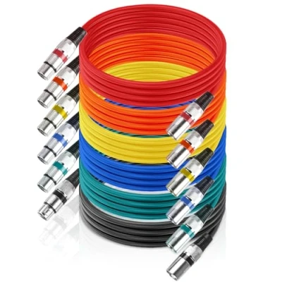 Afbeelding van 6 x 2 m XLR microfoonkabel, DMX kabel, aansluitkabel, microfoonaudiokabel, stekker naar vrouwelijk, 3 polige voor studio opname en live productie