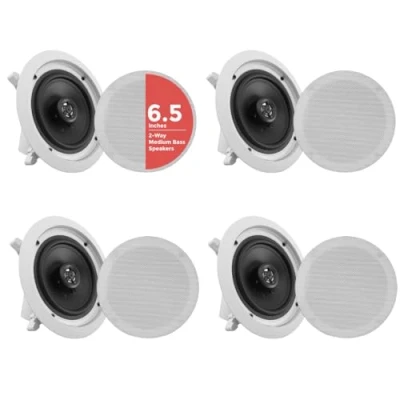 Afbeelding van Pyle Luidsprekers Plafondluidsprekers 4 Plafondspeakers 2 Weg Luidsprekersysteem Bluetooth Speakers Inbouwluidsprekers voor Thuis Veranderbare Ronde/Vierkante Grill 200 Watt
