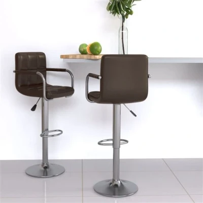 Afbeelding van Barstoelen 2 st kunstleer bruin