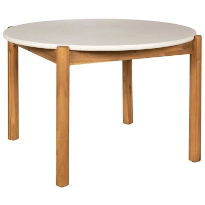 Afbeelding van House Nordic Terracina Ronde Eettafel Acacia/Terrazo