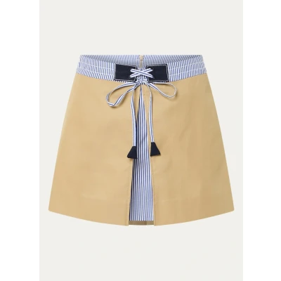 Afbeelding van Sandro dames Minirok met gestrikt detail in de kleur Khaki, maat: 36