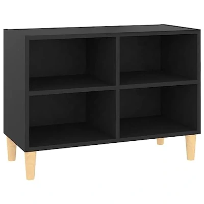 Image de vidaXL Meuble TV avec pieds en bois massif Noir 69,5x30x50 cm805924