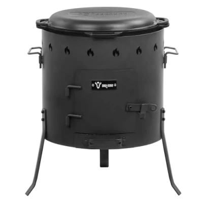 Afbeelding van BBQ Toro Kazan gietijzer 16 liter met oven Ø 45 cm XXL gietijzeren pan deksel, goulashketel, vuurketel, buitenoven vuuroven, stoofpot,