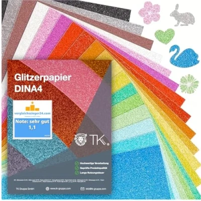 Afbeelding van 50 vellen glitterpapier om te knutselen 300 g/m² en decoreren