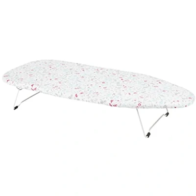 Afbeelding van Kleeneze® KL062291RBYEU Mini strijkplank, reizen, 73 x 31 cm, ruimtebesparend en ideaal voor appartementen caravans, gemakkelijk inklapbare poten, robijnmotief