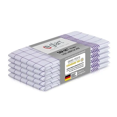 Afbeelding van Glart 48KV1 set van 5 theedoeken, 50 x 70 cm, 100% katoen, Oeko Tex gecertificeerd, geruit, voorgewassen, paars geruit