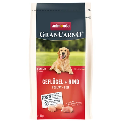 Afbeelding van 1kg animonda GranCarno Senior Gevogelte + Rund droogvoer voor honden