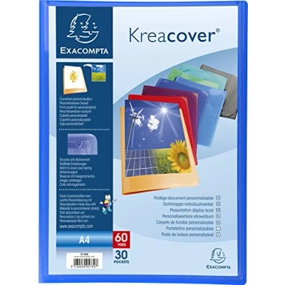 Afbeelding van Exacompta 5730E 12 stuks Sichtmappe KeaCover van kunststof DIN A4 met 30 doorzichtige deksels, 60 hoeken, perfect voor school en kantoortas, tablethoes, gekleurd