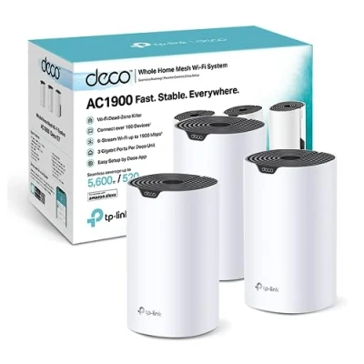 Afbeelding van TP Link Deco WiFi Mesh AC1900Mbps S1900 (3 stuks), dekking 520 m², ouderlijk toezicht, compatibel met Amazon Alexa, 3 gigabit poorten