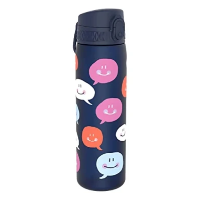 Afbeelding van ION8 500 ml waterfles, BPA vrij, lekvrij, vaatwasmachinebestendig, gemakkelijk te openen, veilige vergrendeling, transparante fles voor jongens en meisjes, kleine drinkwaterfles