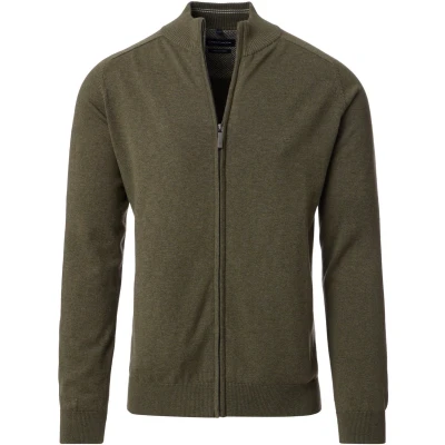 Afbeelding van Casa Moda Vest Zip Olijfgroen maat M Heren met Regular fit Pasvorm Katoen Suitable Herenkleding