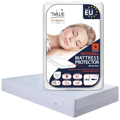 Afbeelding van Twillie Matrashoes, integraal, 160 x 200 cm, waterdicht, hoogwaardige kwaliteit, anti bedwantsen, Oeko Tex® matrasbeschermer, behandeling AEGIS®, mijt, antibacterieel, gemaakt in de EU